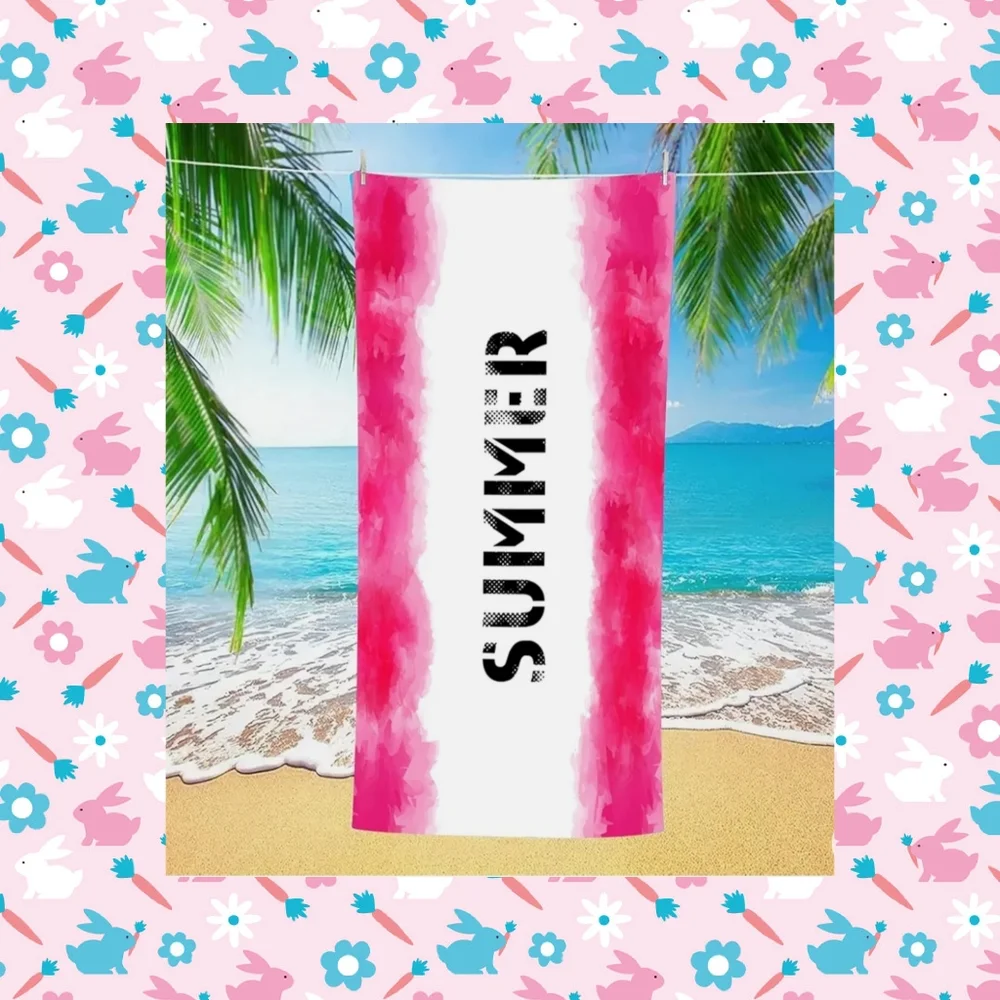Summer Pink and White Beach Towel. 106